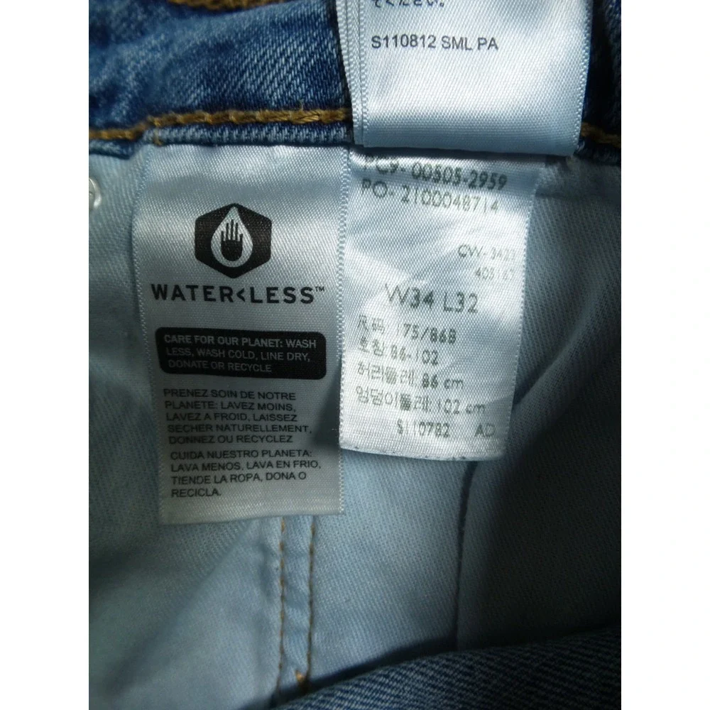 Levis 505 Mens Jeans 34 x 32 Blue Denim Straight Leg Regular Fit Stretch